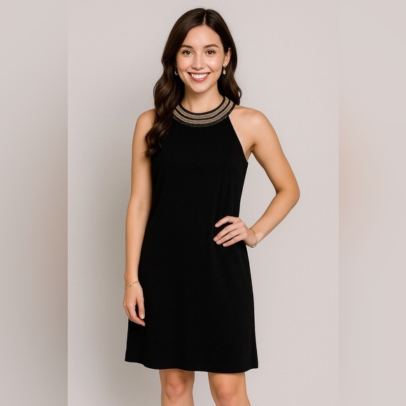 Ann Taylor NWT Black Zip Up Back Textured Semi Formal Midi Dress Size 10 - Picture 1 of 12